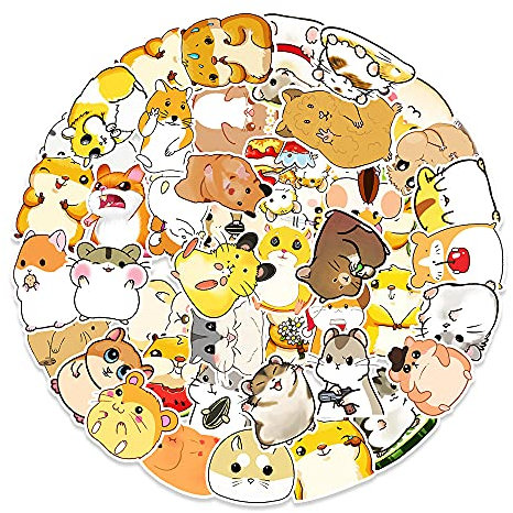 Hamster Aufkleber Sticker Set 50 Stück Tiere Wasserfeste Vinyl Decals Laptop Skateboard Koffer Helm Auto Fahrrad Handy Motorrad Fahrrad Scrapbook Mitgebsel Tagebuch Tassen