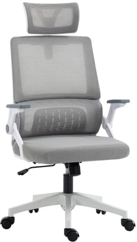 Vinsetto Bürostuhl Ergonomischer Schreibtischstuhl mit Armlehne Grau