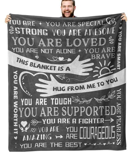 ZORKET Healing Hug Decke, 152,4 x 127 cm, inspirierende Geschenke für Männer, Komfortartikel, Chemo-Patienten, nach Operationen, Genesungsgeschenke, Krebs, Genesungsgeschenke für Männer, Grau