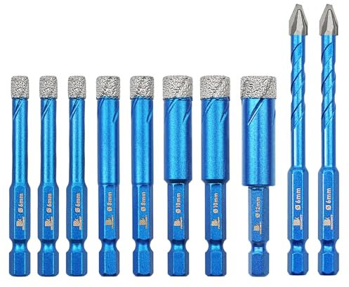BRSCHNITT Forets Mèches Diamant Carrelage 6 * 3/8 * 2/10 * 2/12mm+6mm*2- Scie Cloche Carrelage pour Porcelaine,Céramique, Granit,Carrelage