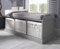 Tetbury Grey Shoe Storage Bench with 3 Wicker Baskets and Cushion Seat| Fully Assembled, W112cm D40cm H46cm, 3-Seater Hallway Bench (dove grey)