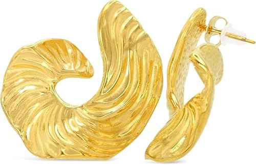 ARS-ARGENTI Statement Ohrringe Damen Mädchen Sterling Silber 925 Gold 18K - hypoallergen