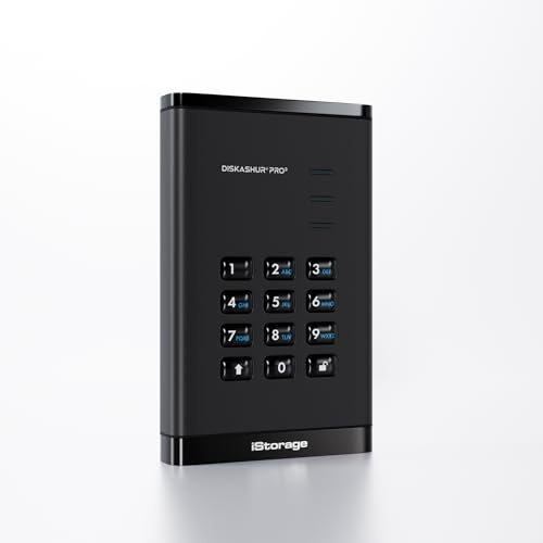 iStorage diskAshur PRO3 HDD 2TB – Sicheres tragbares Festplattenlaufwerk – FIPS Level 3 zertifiziert – Passwortgeschützt – Staub-/Wasserresistent – Hardware-Verschlüsselung