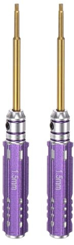 sourcing map 2pcs RC Hex Screwdriver 1.5mm Mini Titanium Hexagon Screwdrivers Wrench RC Hex Driver Repair Tool for Models Car Helicopter Boat, Purple