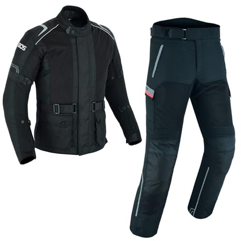 WMW WALI MOTO WEAR Herren Motorrad Sommer Textil kombi Motorradkombi herren 2-teiler mit Protektoren belüftete Motorrad Textilkombi Motorrad Textil Jacke und Hose Neu (BLACK, 2XL)