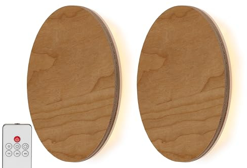 Northpoint LED Wandleuchte Indirektes Licht Echtholz (2er-Set Fernbedienung mit Timer Kirschholz)