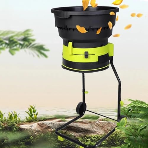 2500W Corded Electric Leaf Mulcher Shredder with Wheels - 8000rpm Chippers and Collection Bag - Funnel diameter 54CM - Garden Leaves Compost Machine+30m