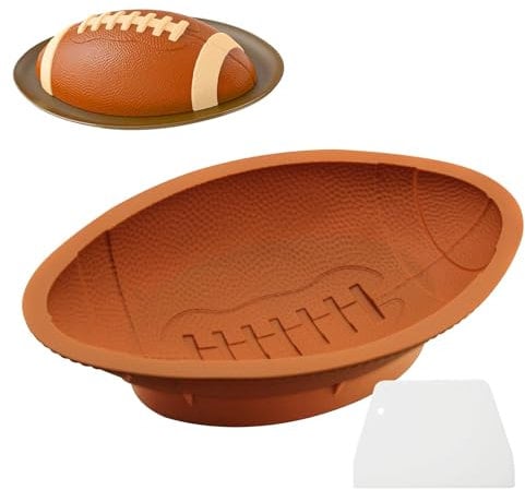 CANIPHA Rugby-Fußball-Silikon-Kuchenformen zum Backen, Fußball-förmige Kuchenformen, 3D-Kuchenform mit Schaber, Sport-Backform, Rugby-Fußball-Silikon-Backformen zum Backen, für Partys, Schokolade