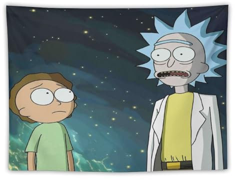ADEIK Rick And Morty Wandteppich, Rechteckiger Art-Deco-bedruckter Stoff, Geeignet Für Wohnzimmer, Schlafzimmer, Schlafsaal, Raumdekoration