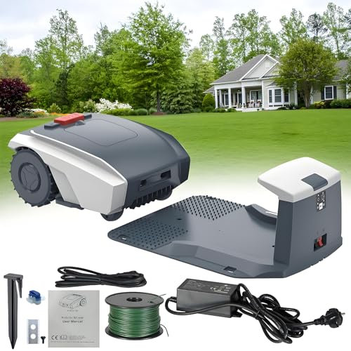 Smart Robotic Lawnmower, 1000m² Automatic Robot with APP & Bluetooth Control, Smart Mowing Path with Max 180m Boundary Wire, Low Noise 55dB, Wire Free Robotic Lawn Mower for Yard,Garden,Golf Course