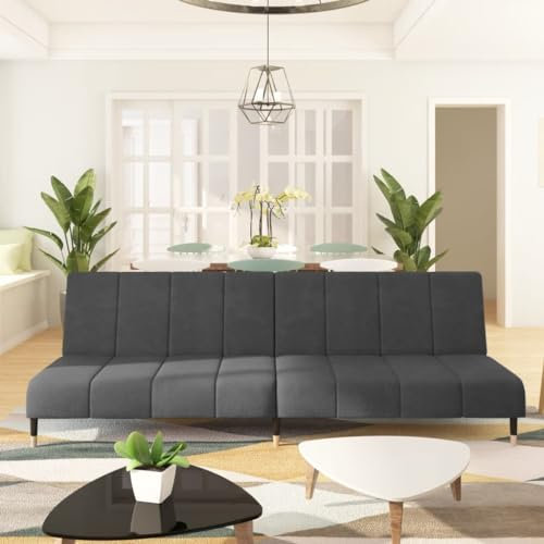 ChicAbode Schlafsofa Sofabett Gästesofa Schlafcouch Schlafsofa Bettsofa 2-Sitzer Dunkelgrau Samt