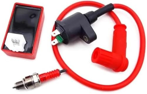 Vuzmode Pack bobines d'allumage Racing + boîtier AC 5 Broches + Bougie A7TC, for Motos Chinoises 50, 70, 110, 125, 160 cm³ CRF50 Pit Dirt Bike ATV Quad Go Kart CDI