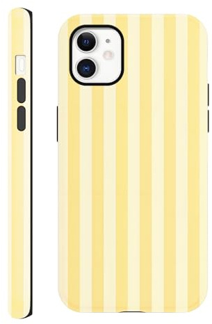 Yirlbey Gestreift Striped Streifen Sommer Handyhülle für iPhone 11 Hülle 6,1, Aesthetic Summer Gelb Stripes Muster Motiv Design für Mädchen Schutzhülle Zweischichtige Stoßfest Bunt Silikon TPU Case