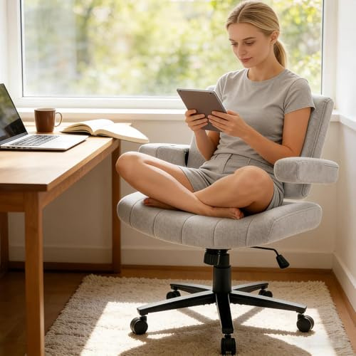 Vigosit Criss Cross Chair, Anti-Grip-StoffKomfort Kissen Modern schneidersitz Stuhl für Office (Gray)