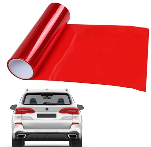 Selbstklebende Auto-Tönung,Scheibentönungsfolie Auto,Auto Tönungsfolie Rote Folie Transparent,Zuschneidbar,Selbstklebend,Für Rücklichter,Nebelscheinwerfer,Rückleuchten (120x30cm Rot)