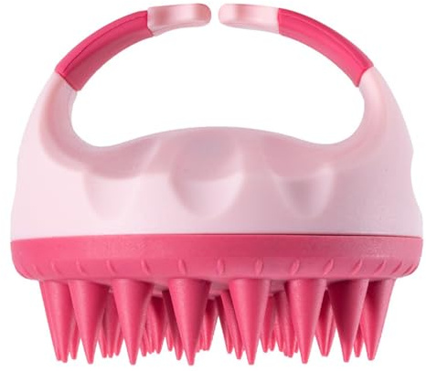 Rulinna-Silicone Scalp Massage Shampoo Brush, Multifunctional Wash Hair Brush, Soft Gel Cleaning Bath Brush, for, Women, Elderly, Children (Pink)