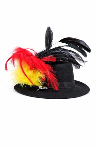 Deutschland Mini-Zylinder auf Haarclip | Eleganter Fan-Hut mit Federn in Schwarz-Rot-Gold | Kopfschmuck für Damen für WM, EM & Olympia