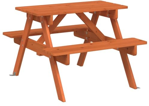 YUTAASU Tavolo da picnic in legno massiccio con struttura a forma di A e panche integrate, set 2 in 1 per 4 persone, con foro per ombrellone