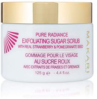 Makari Scrub esfoliante allo zucchero Pure Radiance (4,4 fl oz) | Scrub mani ed esfoliante corpo | Scrub esfoliante corpo e viso| Esfoliante per la cura del corpo con veri semi di fragola e melograno