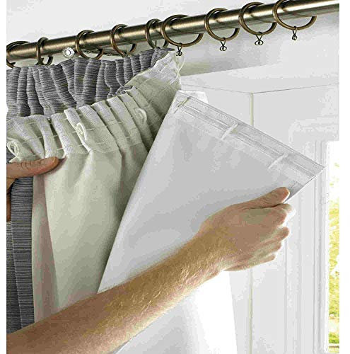 SRC 66 width x 54 drop, Blackout Thermal Curtain Lining. ***Now Includes 20 Curtain Hooks ***