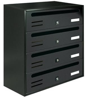 ALUBOX CUBO Briefkastenanlage 4 Fächer 43x38,5x25 cm aus Verzinktem Blech Horizontale Briefkastenanlage für Innen- und Geschützten Außenbereich (Anthrazit)