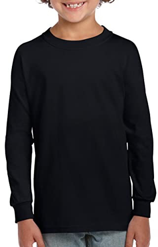 Gildan Men's Ultra Cotton Long Sleeve T-shirt, Style G2400 Shirt, Black, XL