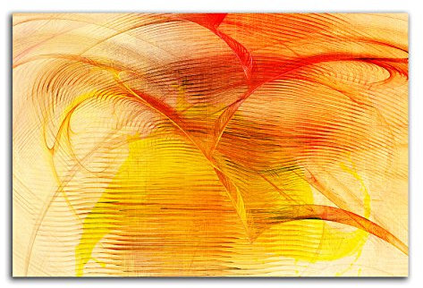 100x70cm LeinLeinwandbild Abstrakt056 einteiliges Leinwandbild warme Farben orange gelb zeitlose Dekoration Kunstdruck Blickfang