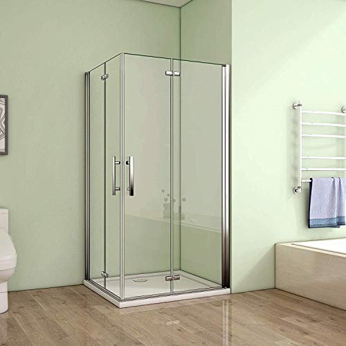 80x80x195cm Duschkabine Duschabtrennung Eckeinstieg Drehfalttür Duschtür Falttür (HP80-2 V2+HP80-2 V2)