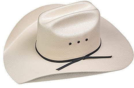 Lone Star Hats – Western Straw Cowboy Hut aus 100% Canvas mit schwarzem Hutband – Fester Westernhut für Herren und Damen mit beidseitigen Lüftungslöchern – Original USA Strohhut (Größe 57 | Creme)