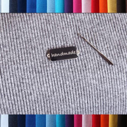 Premium Bündchenstoff Rippe - Meterware ab 0,25 cm Zuschnitt - Hochwertige Schlauchware gerippt - XXL Breite ca. 106-120 cm - Öko-Tex Standard 100 - (Grau Melange Hell)