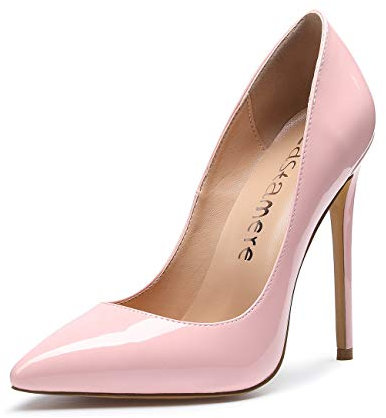 Castamere Scarpe col Tacco Donna Stiletto Tacco Alto Nozze Festa High Heels Sexy Eleganti Scarpe 12CM Tacco Pelle Verniciata Rosa Scarpe EU 38.5