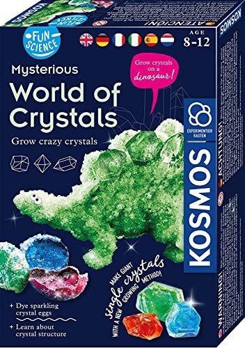 KOSMOS 616571 Fun Science - Geheimnisvolle Kristallwelt mehrsprachige Version (DE, EN, FR, IT, ES, NL) Verrückte Kristall-Objekte selbst züchten, Experimentierset für Kinder