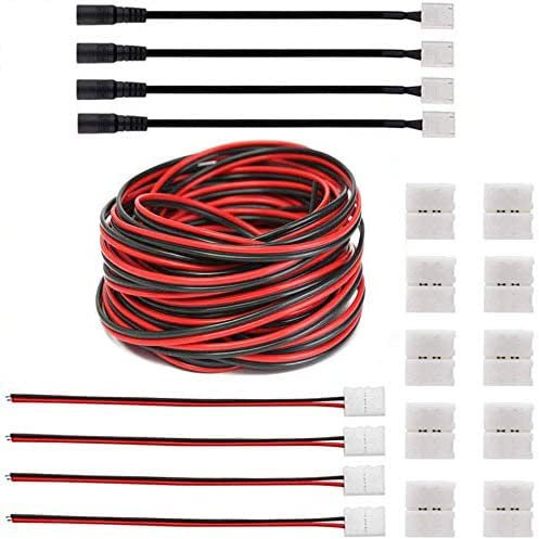 RUNCCI-YUN Kit Connecteurs RGB LED 2 Broches 8 mm, Câble 8M, Connecteur Coin pour Bande 3528/2835
