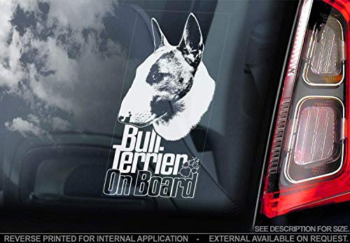 Bullterrier - Auto Sticker - Hund Schild Fenster, Bumper Aufkleber Geschenk - V006