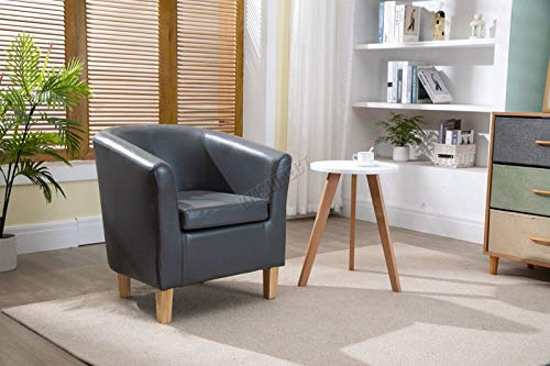 WestWood Faux Leather Tub Chair Armchair Dining Living Room Lounge Office Modern Furniture Grey New
