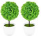 Wakauto 2 Stück Künstliche Buchsbaumkugeln im Freien mit Pflanzgefäß Künstliche Buchsbaum-Topiary-Bäume Blatt-Topiary-Kugel 23 cm Realistische Gefälschte Pflanze für Hausgarten Büro