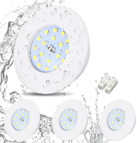 HiBay LED Einbaustrahler 230V Ultra Flach Bad Deckenleuchte mini Spot 60mm-65mm LED Einbauleuchten IP44 Warmweiß außen Strahler Badezimmer Lampe Set 4