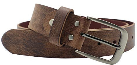NK Belt GmbH Handgemachter Herren Ledergürtel aus Büffelleder braun, Made in Germany, Anzug Jeans Gürtel 38mm #HB-02 (85cm Gesamtlänge 100cm)