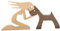 courti Neueste Holzfiguren Skulptur Ornamente Set, abstrakte Stil Menschen mit Hund Statue, Freundschaft zwischen Hund und Menschen Denkmäler Statue für