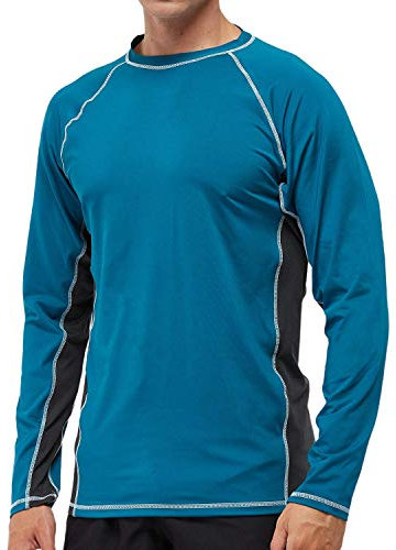 Arcweg Camiseta Deportivas Hombres Rash Guard con Filtro de Protección UPF 50+Mangas Largas Alta Elasticidad Secado Rápido Surf Natación Verano Azul Gris M