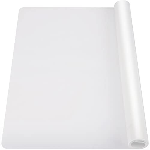 Ewen 80 x 69 cm XXX große, hitzebeständige Silikonmatte für Küchentheke, 2 mm extra dicke Arbeitsplatte, Hitzeschutz, Silikon-Heizmatte, Tischplattenschutz, wasserdicht, weiß durchscheinend