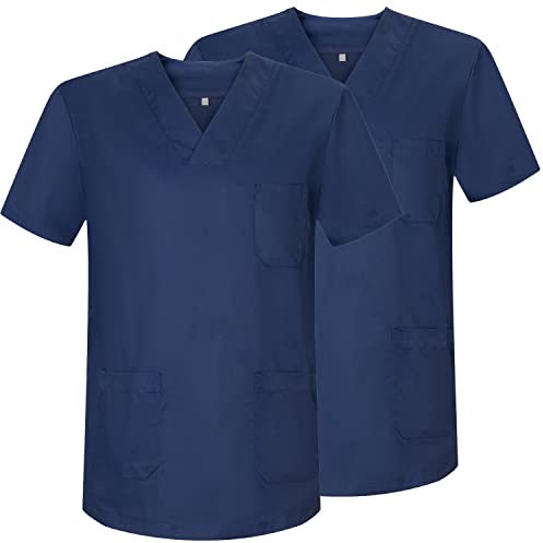 MISEMIYA - Packung 2 STK. - SANITÄRE CASACA Unisex SANITÄRE Uniformen SANITÄRE UNIFORM MEDIZINISCHE UNIFORM - Ref. 817 * 2 - Small, Marineblau 21