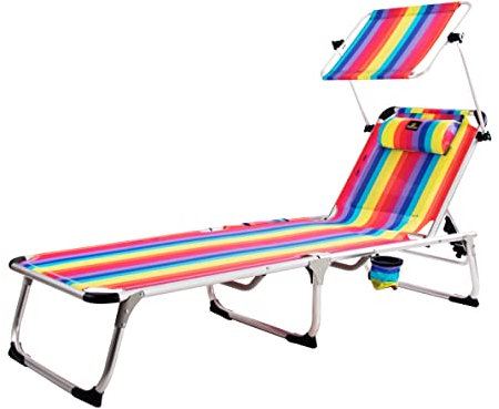 CREVICOSTA QUALITY MARK MARCAS DE CALIDAD - Arena 1004 - Tumbona de Playa con TOLDO, Plegable y reclinable. 4 Posiciones (Orgullo)