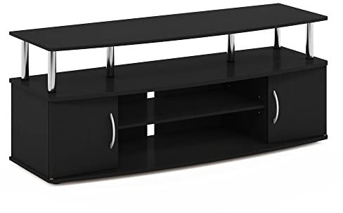 Furinno JAYA Large Entertainment Center Hold up to 55-IN TV, Americano, Stainless Steel Tubes