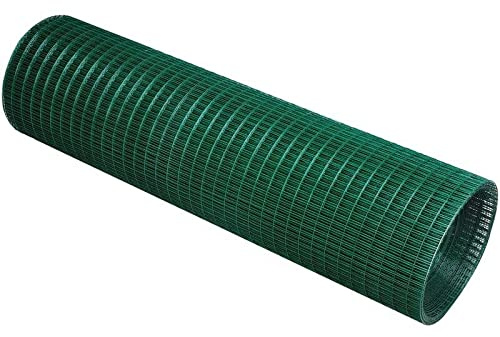 Green PVC Coated Welded Wire Mesh Garden Pet Dog Cat Bird Aviary Rabbit Fencing (3ft 1 x 1 1mm 25m)