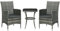 Outsunny 3 Pieces Rattan Bistro Set, Wicker Garden Furniture Set with 2-Tier Coffee Table and Chairs, Washable Cushions, for Outdoor Patio Balcony, Mixed Grey