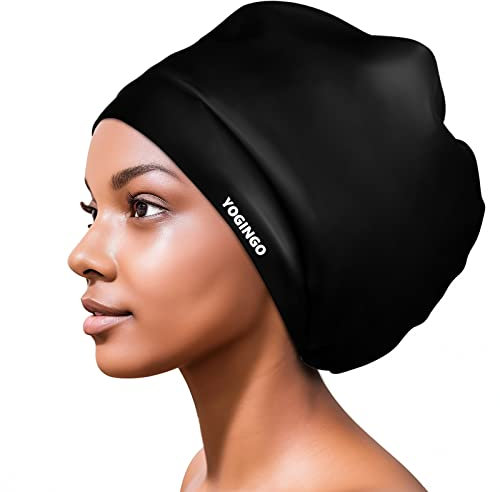 YOGINGO Extra Large Swimming Cap for Long Hair - Swim Cap Designed for Dreadlocks, Weaves, Hair Extensions, Braids, Curls & Afros - Swimming Hat Women & Men - Silicone Adult Swimming Cap