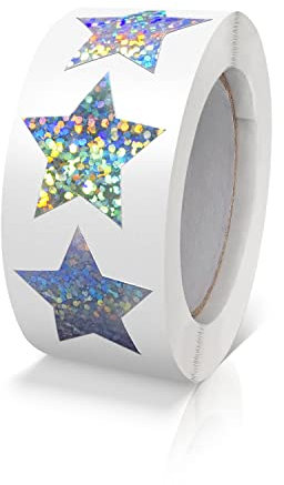 Silber Sterne Aufkleber Rolle 2.5cm Klein Selbstklebende Glänzende Etiketten Weihnachts Sterne Funkelnde Aufkleber Star Sticker Sterne Glitzer Deko Scrapbooking 500 Stück