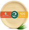 ECO SOUL 100 Disposable Palm Leaf Plates 6”(15cm) Round Small Bamboo Plate I Eco Friendly, Biodegradable, Compostable Heavy-Duty Plate, Wooden Plates for Party & Events I Microwave & Oven Safe