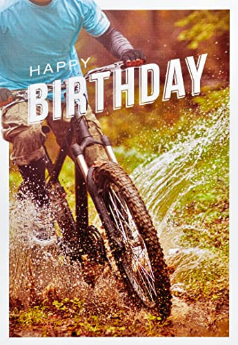 Perleberg hochwertige Geburtstagskarte der Basic Classic mit Mountainbike-Motiv - Karte zum Geburtstag mit Umschlag - Geburtstagskarten in Premium-Qualität 11,6 x 16,6 cm